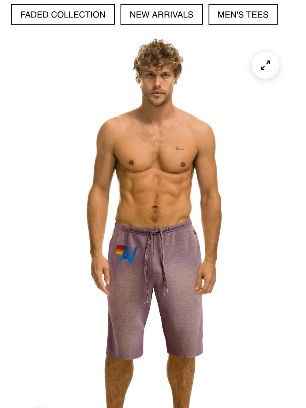 Aviator Nation Faded mocha Drawstring Shorts with Rainbow Logo